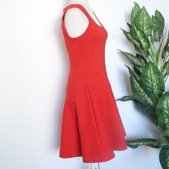 Banana Republic Red Ponte Sleeveless Square Neck Fit & Flare Mini Dress - Picture 7 of 12